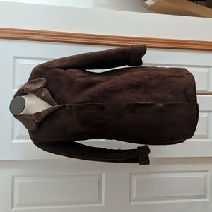 Lands’ End Faux Suede Sherpa Fleece Winter Coat